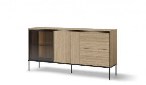 Комод с витриной 1Д/1В2Ш TOP- Виссо с подсветкой