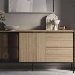 Комод с витриной 1Д/1В2Ш TOP- Виссо с подсветкой