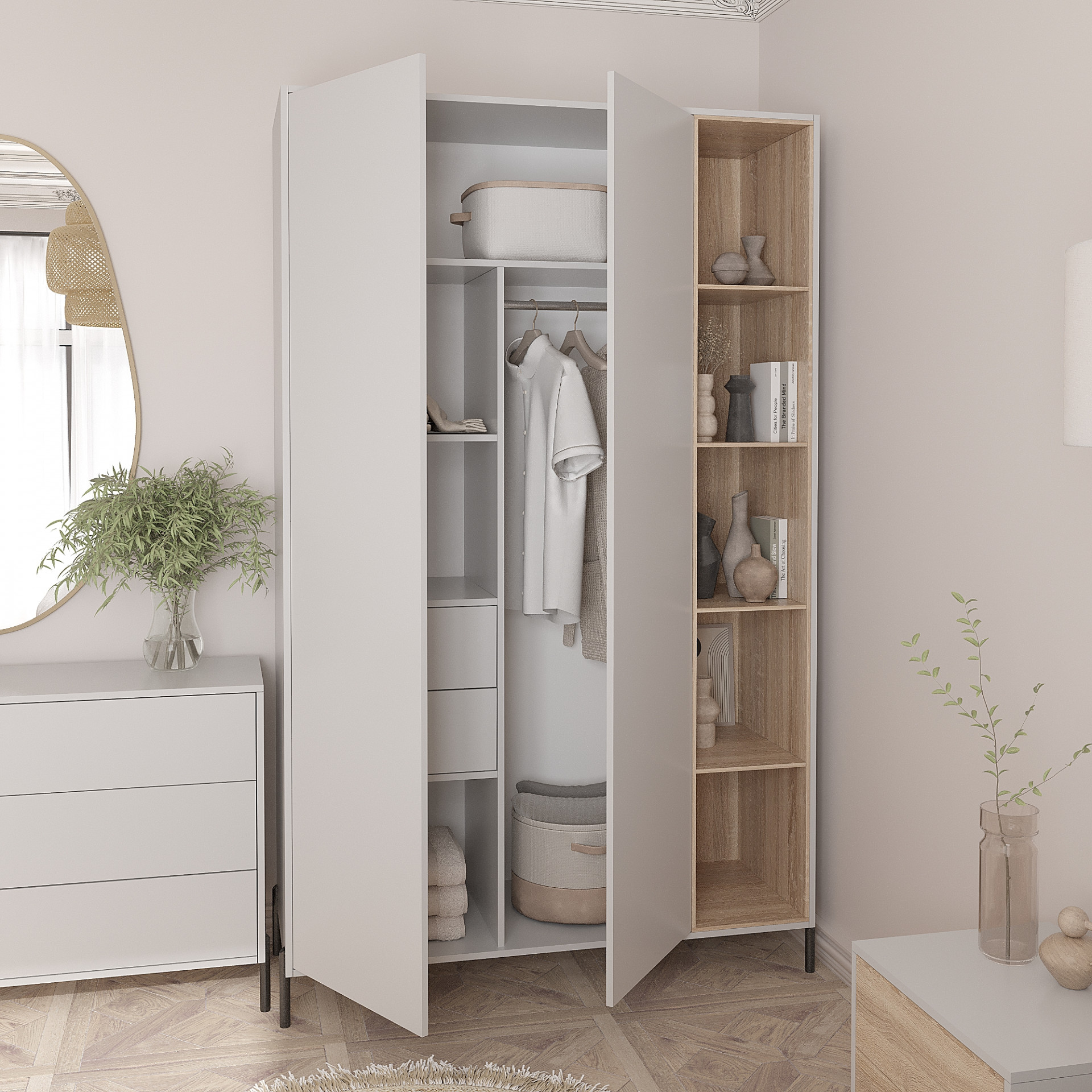 Шкаф распашной 220х140х50 см KOD- ШК-2 Норди