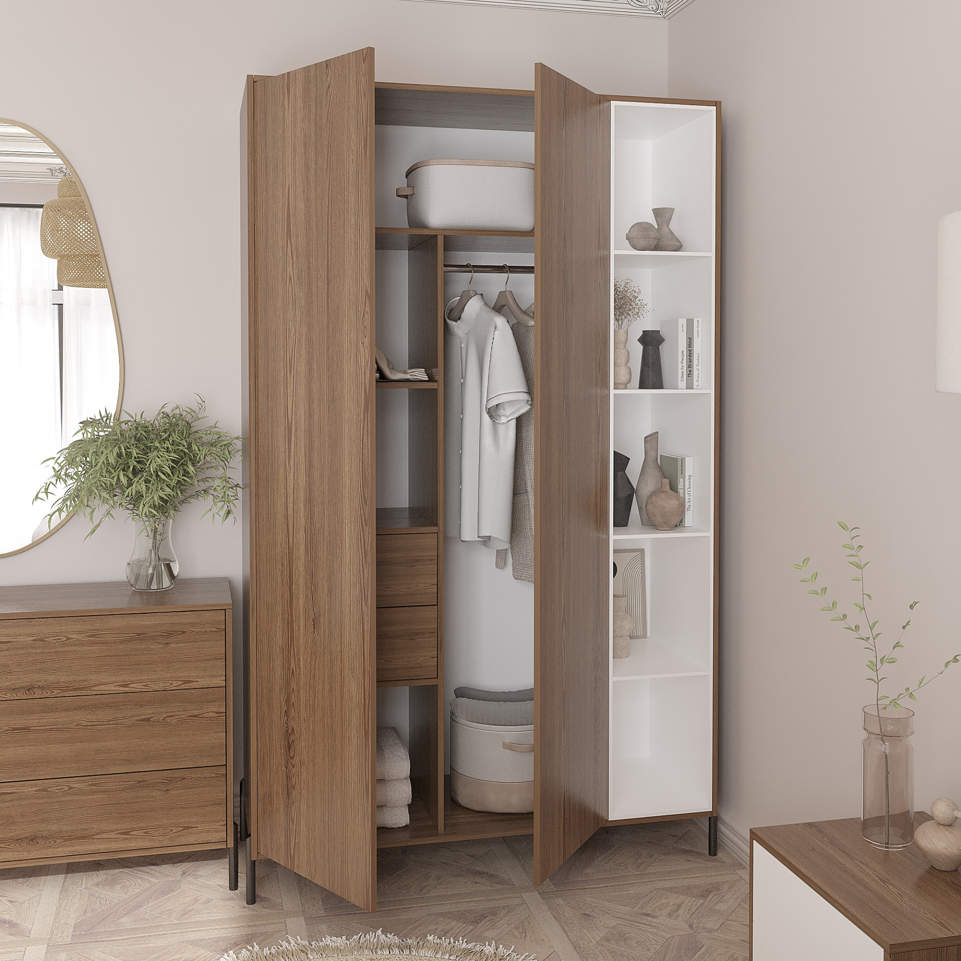 Шкаф распашной 220х140х50 см KOD- ШК-2 Норди