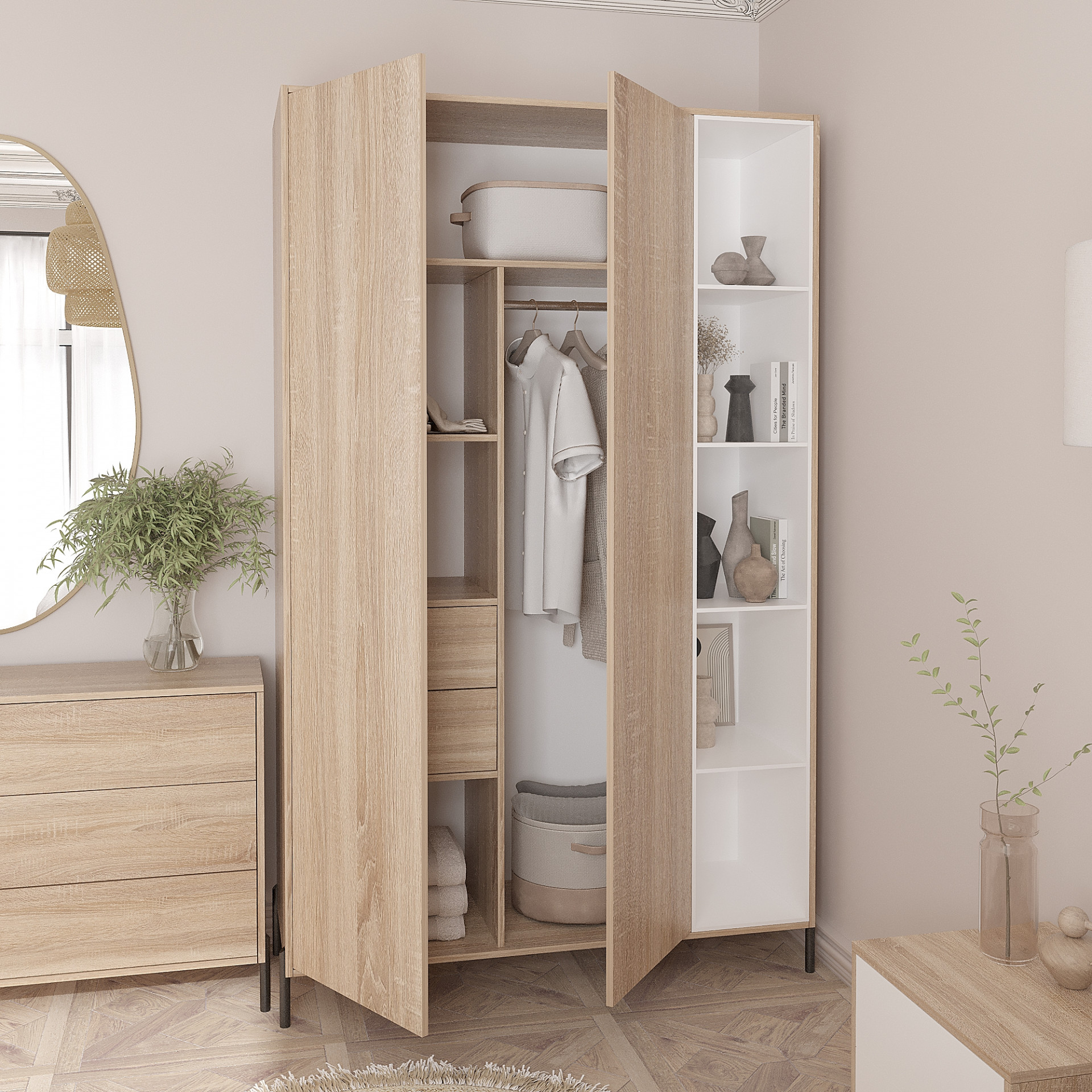 Шкаф распашной 220х140х50 см KOD- ШК-2 Норди