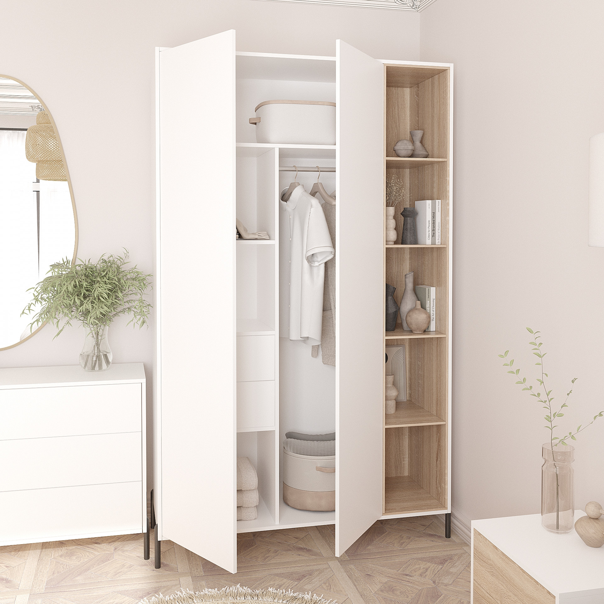 Шкаф распашной 220х140х50 см KOD- ШК-2 Норди