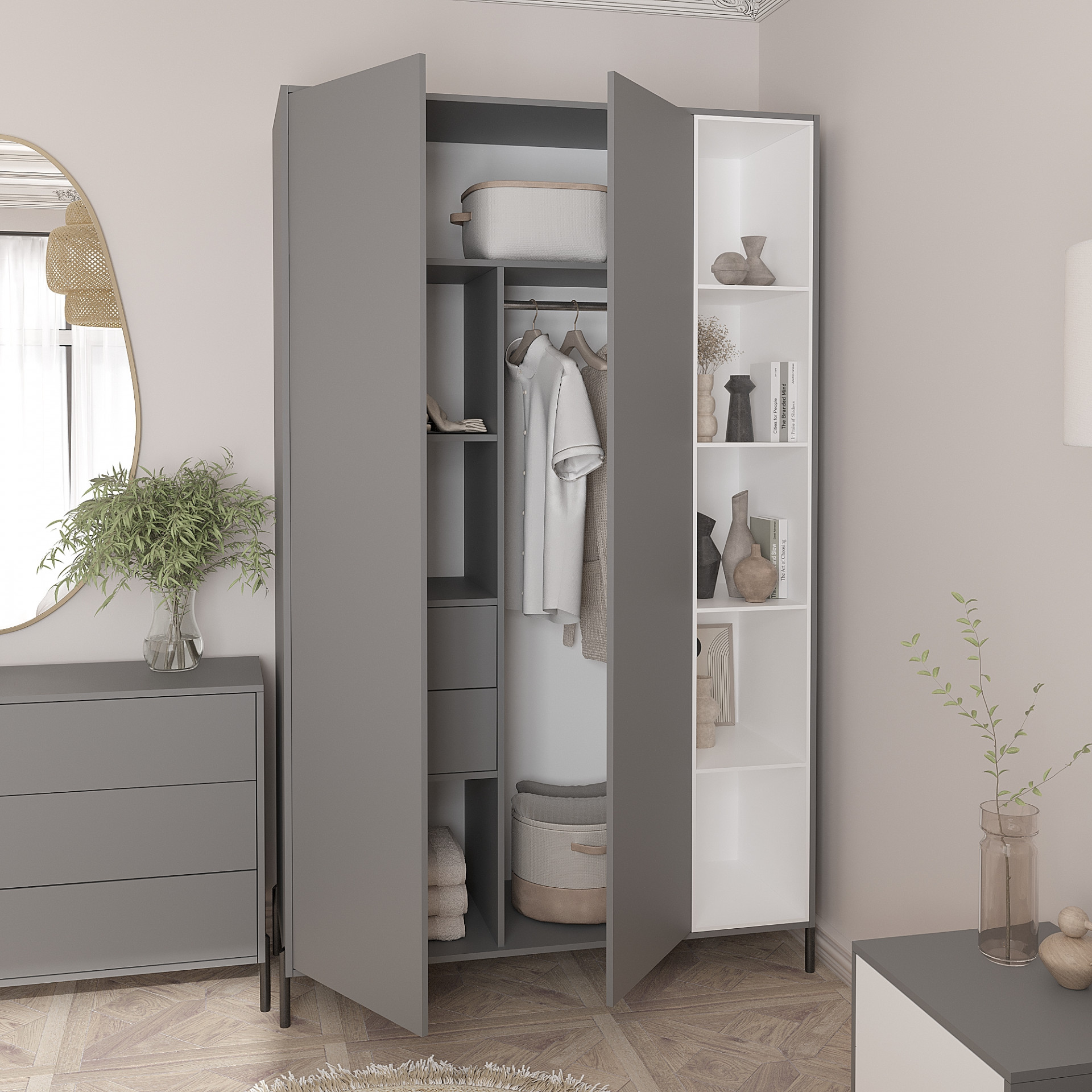 Шкаф распашной 220х140х50 см KOD- ШК-2 Норди