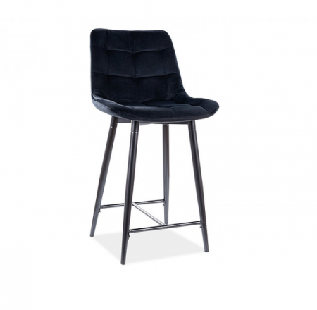Стул полубарный SIGNAL CHIC H-2 VELVET черный/ черный 