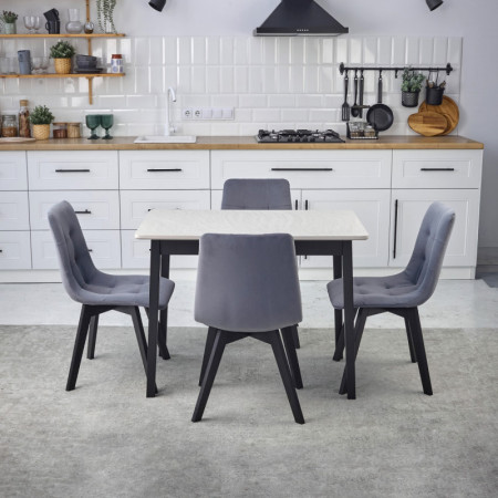 Комплект обеденный Ont- Леонардо 120 серо-бежевый + 4 стула Дарио серые