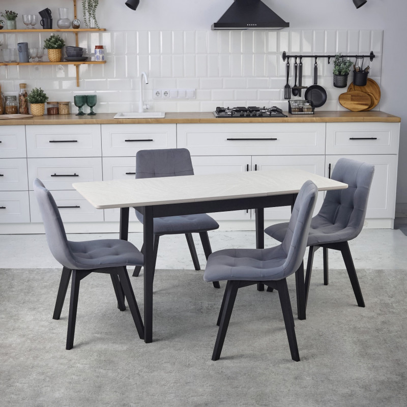 Комплект обеденный Ont- Леонардо 120 серо-бежевый + 4 стула Дарио серые