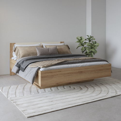 Кровать двуспальная Helvetia VERTINA (дикий дуб / дуб-песочно-бежевый)