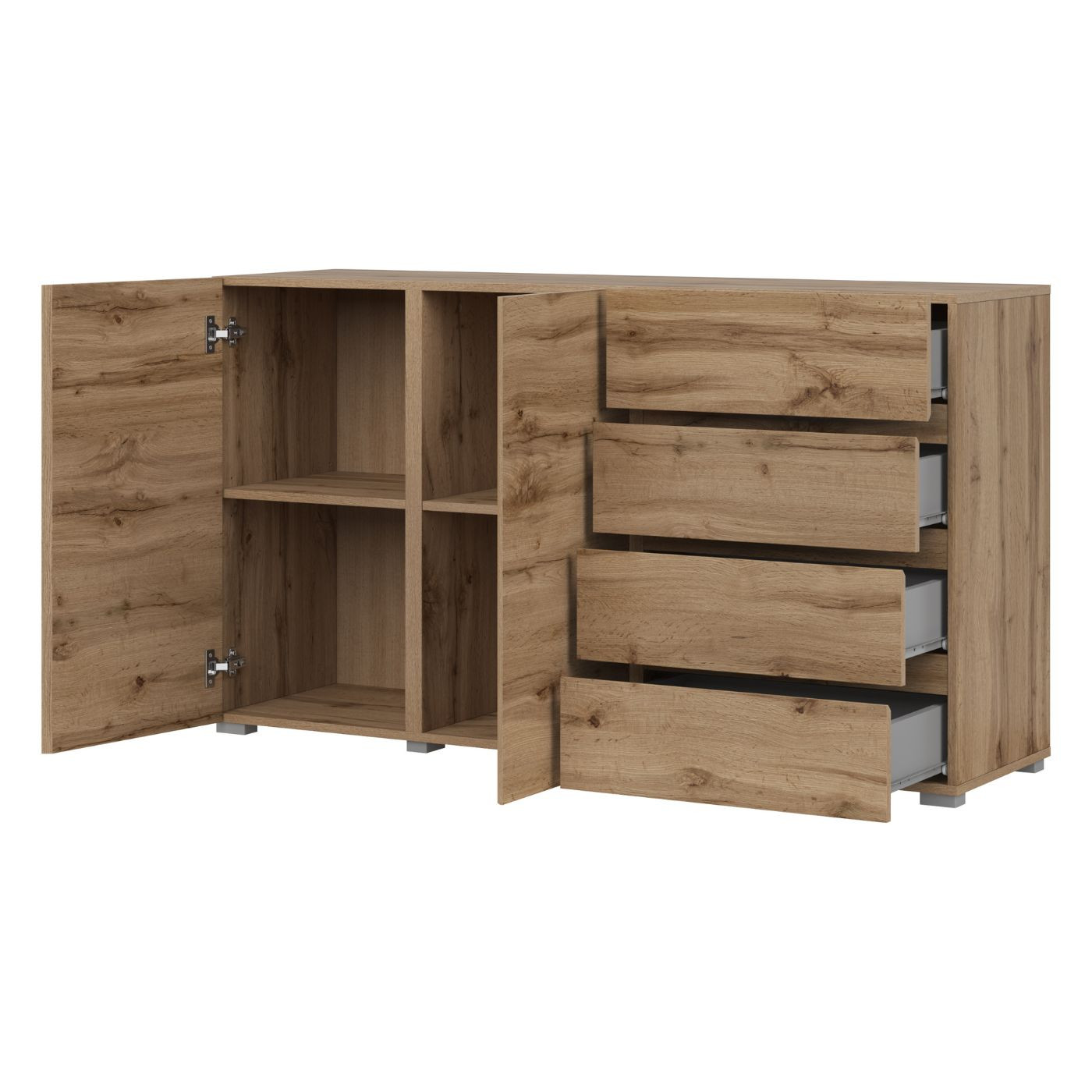 Комод на 2 двери и 4 ящика Helvetia ASYMETRIC 24N0OA42 (дуб Вотан)