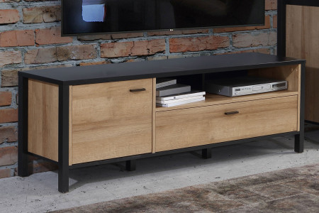 Тумба под телевизор Forte HIGH ROCK HRKT121 (дуб ривьера/черный)