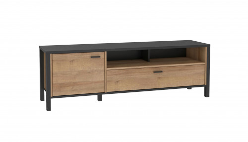 Тумба под телевизор Forte HIGH ROCK HRKT121 (дуб ривьера/черный)