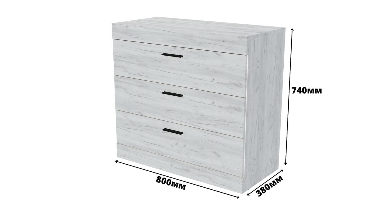 Комод на 3 шухляды EVR- Соната-1 крафт белый