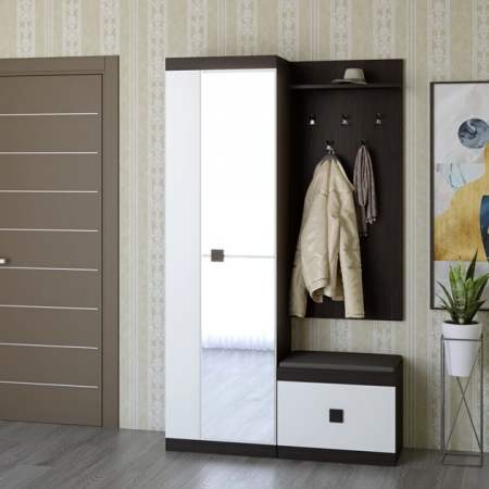 Прихожая(модульная) EVR- Соната-3 венге темный + белый