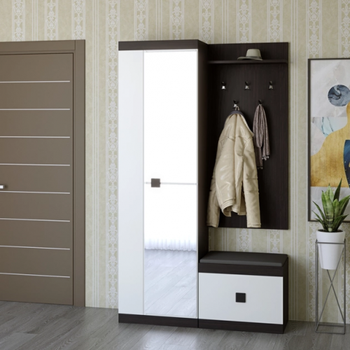 Прихожая(модульная) EVR- Соната-3 венге темный + белый