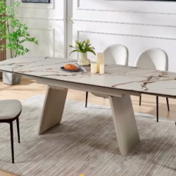 Стол с керамической столешницей Elt- Меган B5C1030 ножки черный, белый/ столешница керамика