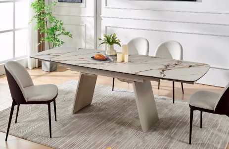 Стол с керамической столешницей Elt- Меган B5C1030 ножки черный, белый/ столешница керамика