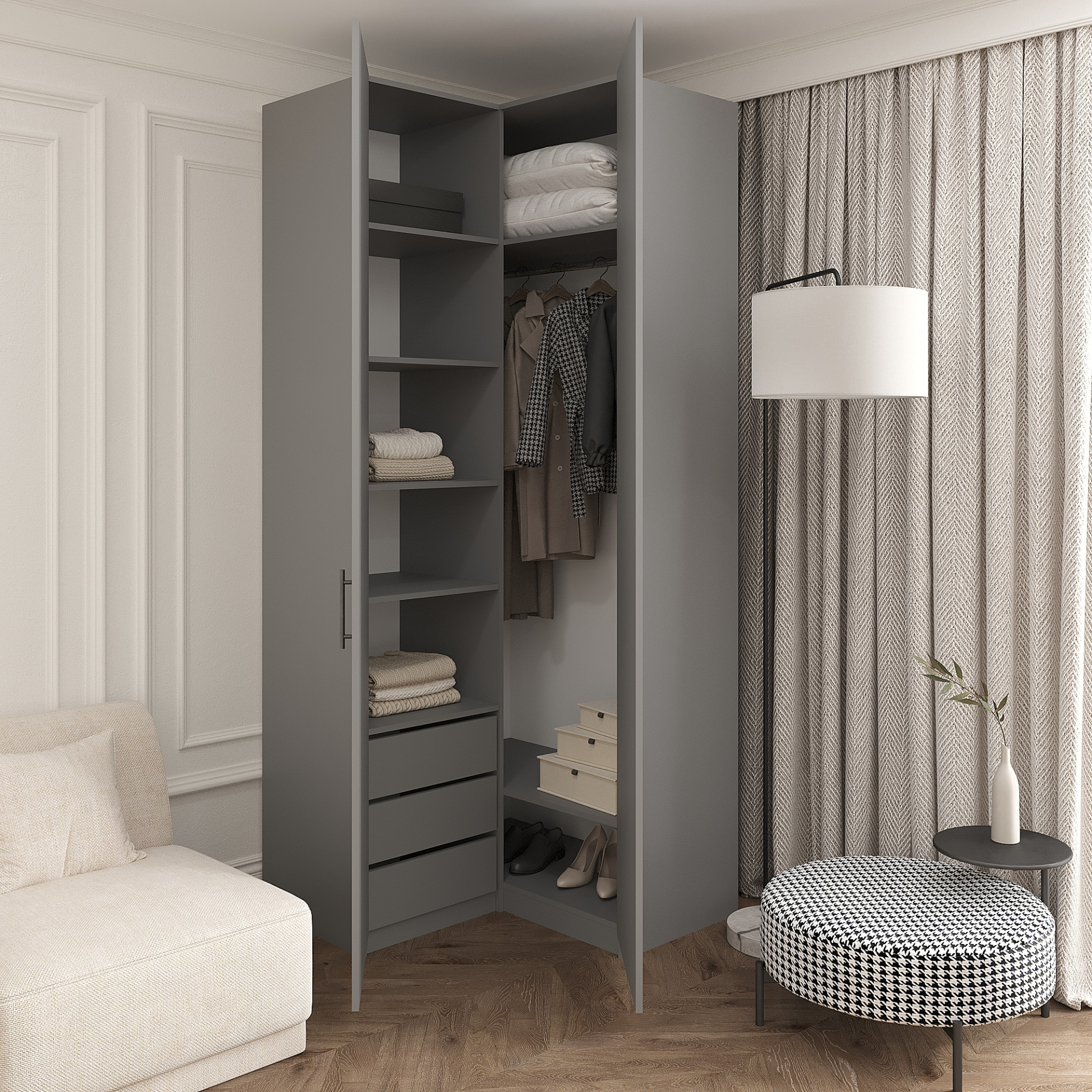 Шкаф угловой 240х100х100 см KOD- ШК-У-2