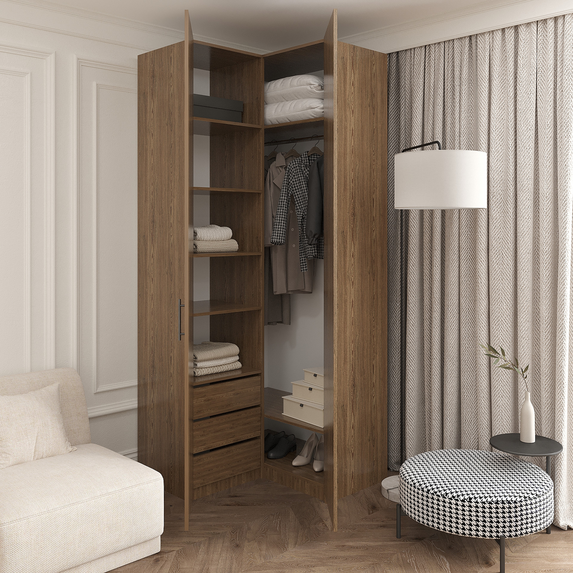 Шкаф угловой 240х100х100 см KOD- ШК-У-2