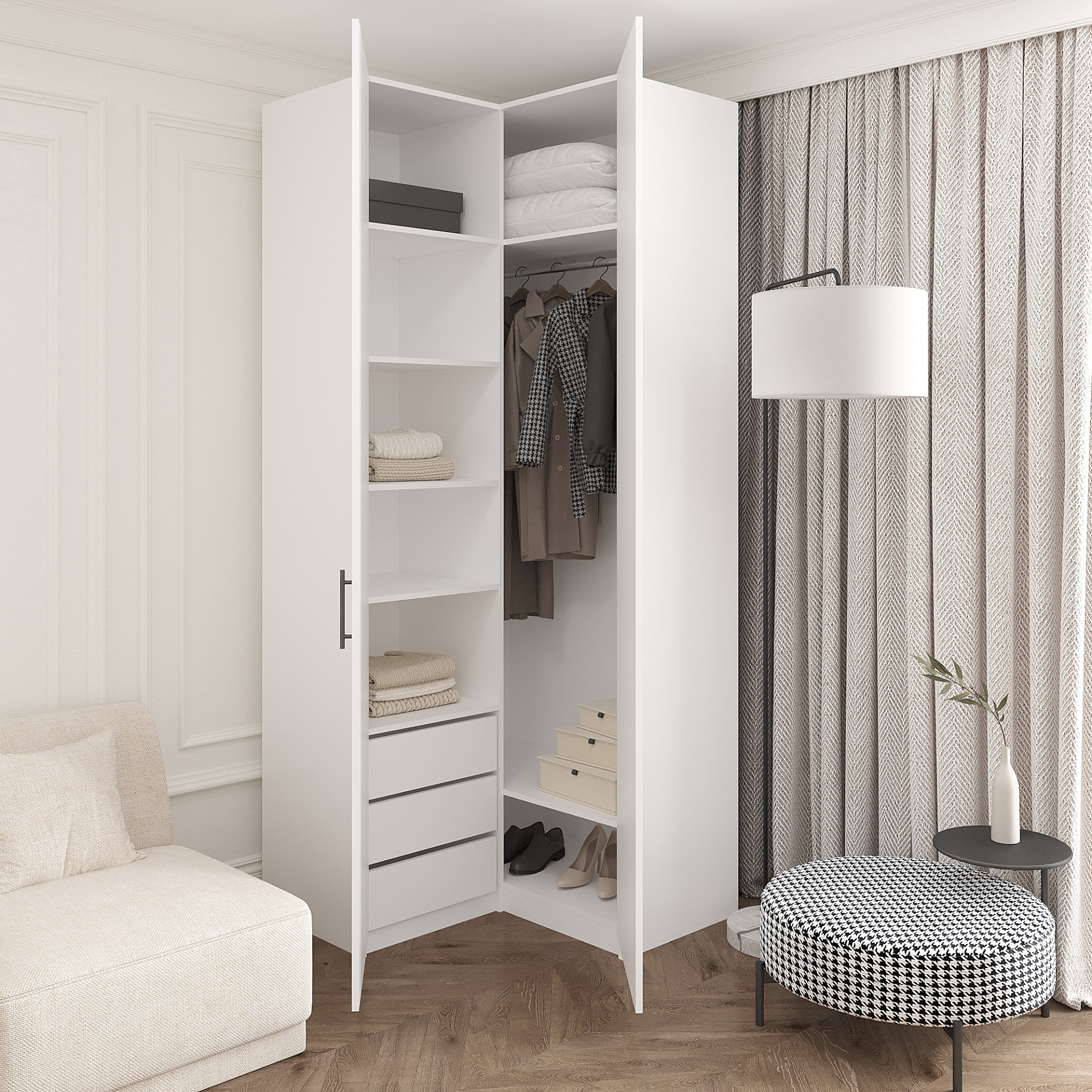 Шкаф угловой 240х100х100 см KOD- ШК-У-2