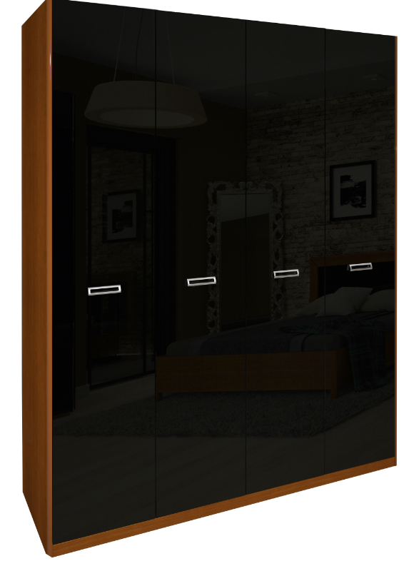 Шкаф MRK- Белла 4 двери Глянец черный+вишня бюзум