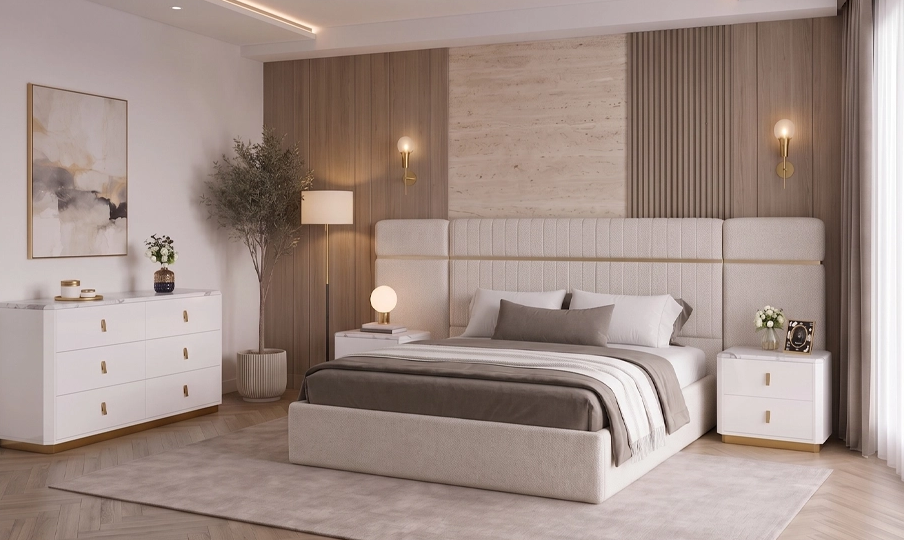 Комод широкий 6 Ш TOP- Асторія білий глянець/золото 