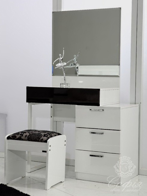 Туалетный стол с зеркалом SMS- Ажур черный/белый