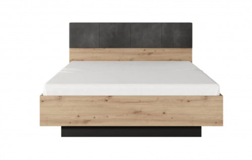 Кровать (каркас) Perfect Home Талли / Tally 160 с мягким изголовьем двуспальная Дуб артизан/антрацит