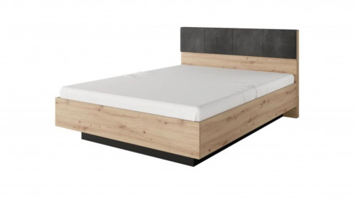 Кровать (каркас) Perfect Home Талли / Tally 160 с мягким изголовьем двуспальная Дуб артизан/антрацит