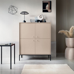 Комод высокий Perfect Home Моно/Mono 4-дверный,черные ножки MK104 Беж песочный