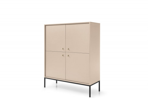 Комод высокий Perfect Home Моно/Mono 4-дверный,черные ножки MK104 Беж песочный