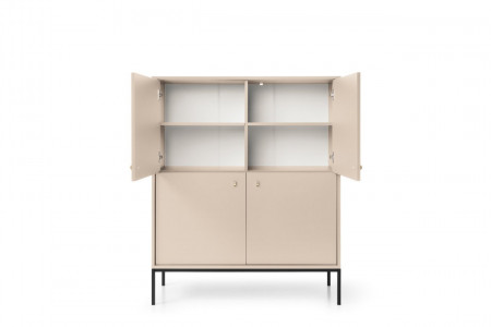 Комод высокий Perfect Home Моно/Mono 4-дверный,черные ножки MK104 Беж песочный