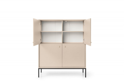 Комод высокий Perfect Home Моно/Mono 4-дверный,черные ножки MK104 Беж песочный