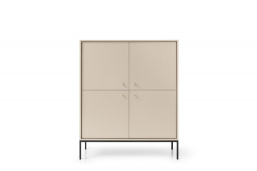 Комод высокий Perfect Home Моно/Mono 4-дверный,черные ножки MK104 Беж песочный