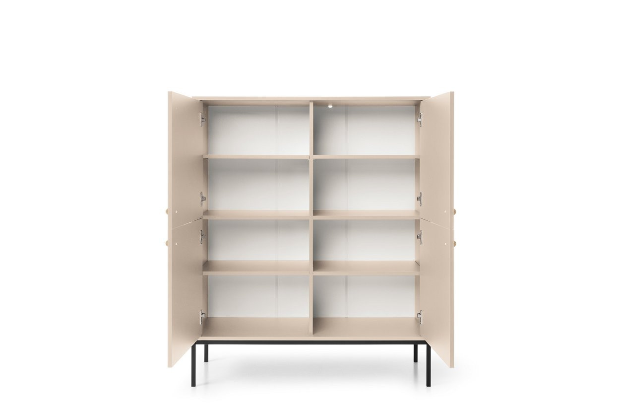 Комод высокий Perfect Home Моно/Mono 4-дверный,черные ножки MK104 Беж песочный